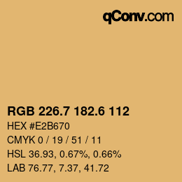 カラーコード: RGB 226.7 182.6 112 | qconv.com