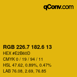カラーコード: RGB 226.7 182.6 13 | qconv.com