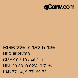 カラーコード: RGB 226.7 182.6 136 | qconv.com
