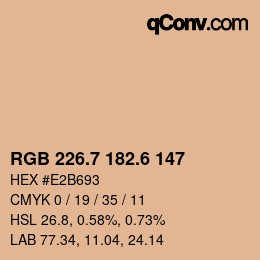 カラーコード: RGB 226.7 182.6 147 | qconv.com