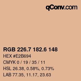 カラーコード: RGB 226.7 182.6 148 | qconv.com