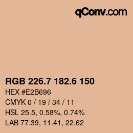 カラーコード: RGB 226.7 182.6 150 | qconv.com