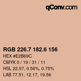 カラーコード: RGB 226.7 182.6 156 | qconv.com
