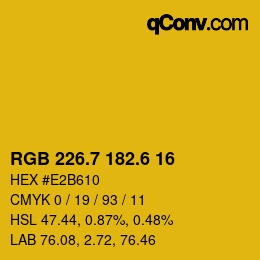 カラーコード: RGB 226.7 182.6 16 | qconv.com