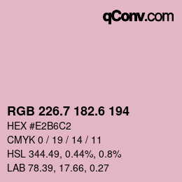 カラーコード: RGB 226.7 182.6 194 | qconv.com