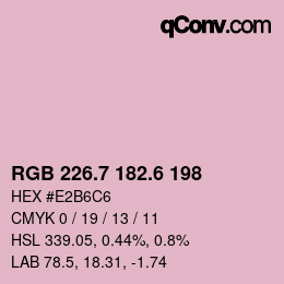 カラーコード: RGB 226.7 182.6 198 | qconv.com