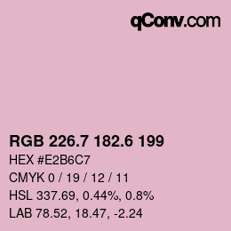 カラーコード: RGB 226.7 182.6 199 | qconv.com