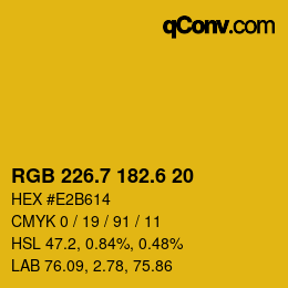 カラーコード: RGB 226.7 182.6 20 | qconv.com