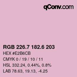 カラーコード: RGB 226.7 182.6 203 | qconv.com