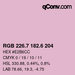 カラーコード: RGB 226.7 182.6 204 | qconv.com