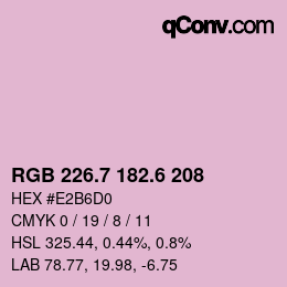 カラーコード: RGB 226.7 182.6 208 | qconv.com