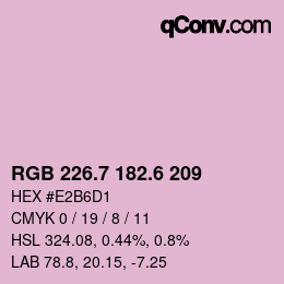 カラーコード: RGB 226.7 182.6 209 | qconv.com