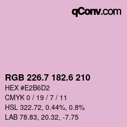 カラーコード: RGB 226.7 182.6 210 | qconv.com