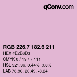 カラーコード: RGB 226.7 182.6 211 | qconv.com