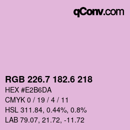 カラーコード: RGB 226.7 182.6 218 | qconv.com