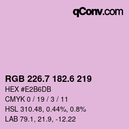 カラーコード: RGB 226.7 182.6 219 | qconv.com