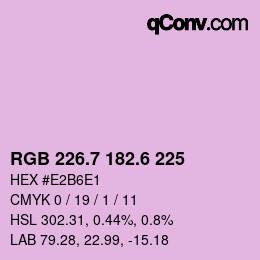 カラーコード: RGB 226.7 182.6 225 | qconv.com