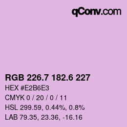 カラーコード: RGB 226.7 182.6 227 | qconv.com
