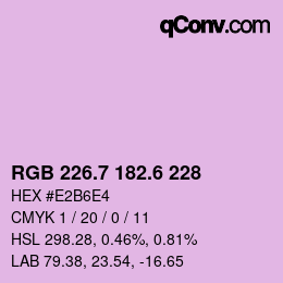 カラーコード: RGB 226.7 182.6 228 | qconv.com