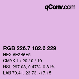 カラーコード: RGB 226.7 182.6 229 | qconv.com
