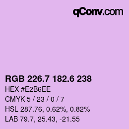 カラーコード: RGB 226.7 182.6 238 | qconv.com