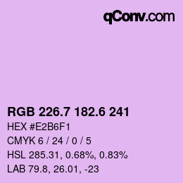 カラーコード: RGB 226.7 182.6 241 | qconv.com