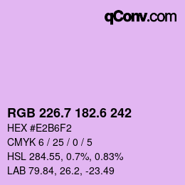 カラーコード: RGB 226.7 182.6 242 | qconv.com