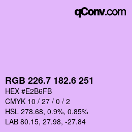 カラーコード: RGB 226.7 182.6 251 | qconv.com
