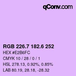 カラーコード: RGB 226.7 182.6 252 | qconv.com