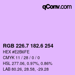 カラーコード: RGB 226.7 182.6 254 | qconv.com