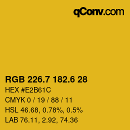 カラーコード: RGB 226.7 182.6 28 | qconv.com
