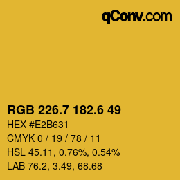 カラーコード: RGB 226.7 182.6 49 | qconv.com
