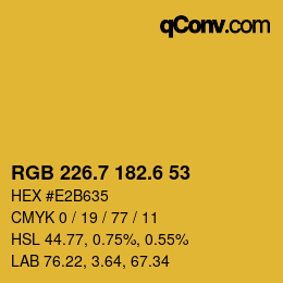 カラーコード: RGB 226.7 182.6 53 | qconv.com