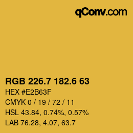 カラーコード: RGB 226.7 182.6 63 | qconv.com