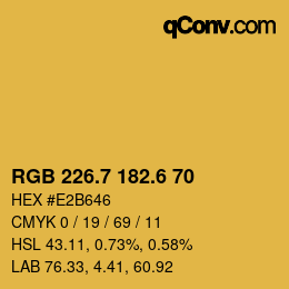カラーコード: RGB 226.7 182.6 70 | qconv.com
