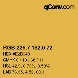 カラーコード: RGB 226.7 182.6 72 | qconv.com