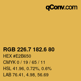 カラーコード: RGB 226.7 182.6 80 | qconv.com