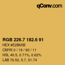 カラーコード: RGB 226.7 182.6 91 | qconv.com