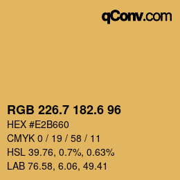 カラーコード: RGB 226.7 182.6 96 | qconv.com