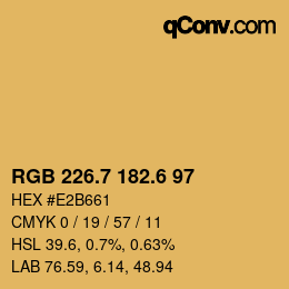 カラーコード: RGB 226.7 182.6 97 | qconv.com