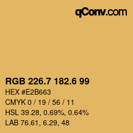 カラーコード: RGB 226.7 182.6 99 | qconv.com