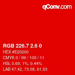 カラーコード: RGB 226.7 2.6 0 | qconv.com