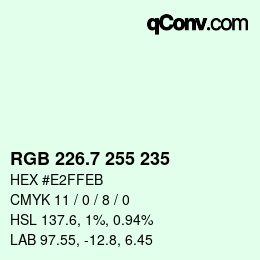 カラーコード: RGB 226.7 255 235 | qconv.com