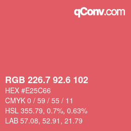 カラーコード: RGB 226.7 92.6 102 | qconv.com