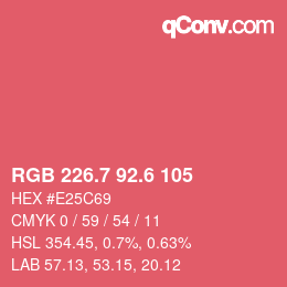 カラーコード: RGB 226.7 92.6 105 | qconv.com