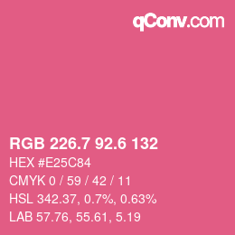 カラーコード: RGB 226.7 92.6 132 | qconv.com