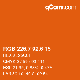 カラーコード: RGB 226.7 92.6 15 | qconv.com