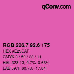 カラーコード: RGB 226.7 92.6 175 | qconv.com
