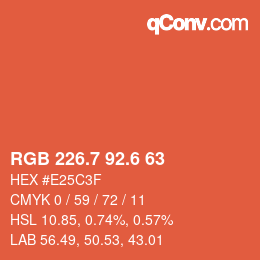 カラーコード: RGB 226.7 92.6 63 | qconv.com