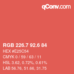 カラーコード: RGB 226.7 92.6 84 | qconv.com